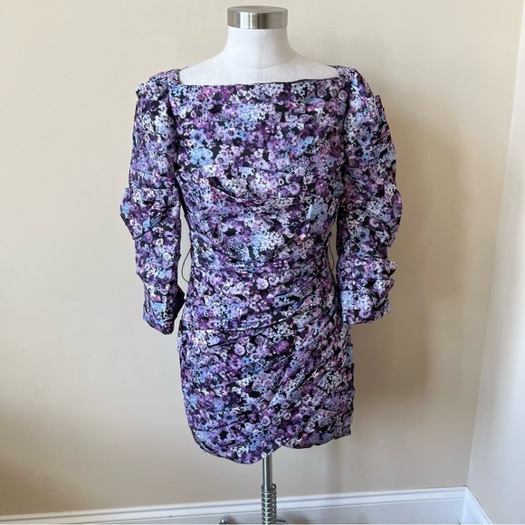New! ASOS Design Pleated Sqaure Neck gathered Mini Dress 13779 - Picture 5 of 16